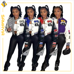 SAMAVIA Blouson aviateur en cuir de laine personnalisé pour femmes Respirant Varsity Design Remplissage en coton Utilisation toute l'année Été Hiver Bambou - Product Image 4