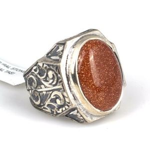 Men's 925 <b>Sterling</b> <b>Silver</b> <b>Ring</b> Oval Star Stone <b>Set</b> in Bezel Setting Pen-Shaped for Everyday Wear - Product Image 3