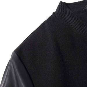 Veste de baseball surdimensionnée noire tendance pour hommes, veste d'hiver chaude à capuche, vêtements de rue, col montant, décoration brodée - Product Image 4