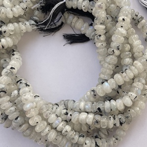 6Mm 8Mm 10Mm Tự Nhiên Màu Đen Spot Trắng Cầu Vồng <span class=keywords><strong>Moonstone</strong></span> Đá Mịn Rondelle Hạt Sợi Bán Quý Lớn Chunky Kích Thước Chuỗi - Product Image 4