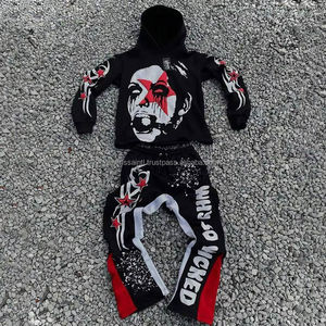 Fabricant Acid Wash Sweatsuit pour hommes Broderie Survêtements et unisexe Hoddie Custom Puff Print Logo Hoodie Set - Product Image 4