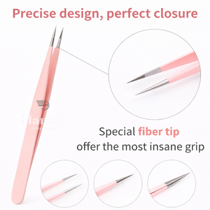 MANAN INSTRUMENTS Pinzas Profesionales Duraderas de Alta Calidad para Extensión de Pestañas, Color Rosa, Rectas, de Precisión, para Aislamiento de Pestañas, de Acero Inoxidable - Product Image 4