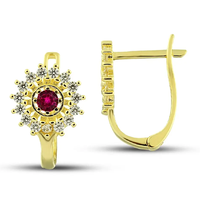 Boucles d'oreilles pendantes en zircon plaqué or 14 carats de haute qualité, motif floral, émail fin, tendance pour enfants, faites à la main, cadeau de Turquie