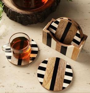 Posavasos con Incrustaciones de Hueso y Soporte |   Juego de Posavasos Hechos a Mano de Primera Calidad - Product Image 2