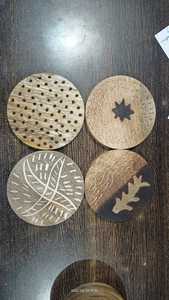 Sous-verre en bois de style nouveau, design artisanal, directement du fabricant indien, pour la vaisselle en bois. - Product Image 3