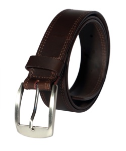 เข็มขัดโปโลหนังแท้สำหรับผู้ชายทำด้วยมือสีน้ำตาลดำ - Product Image 6