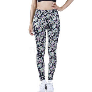 High Stretch Mid Waist Solid Breathable Tummy Compression Workout <b>Leggings</b> <b>Butt</b> <b>Lift</b> for Women Spandex/Polyester Sublimation - Product Image 1