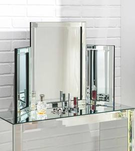 Espejo de tocador veneciano, triple, plegable, diseño art déco, de sobremesa, independiente, plateado, biselado, para dormitorio - Product Image 4