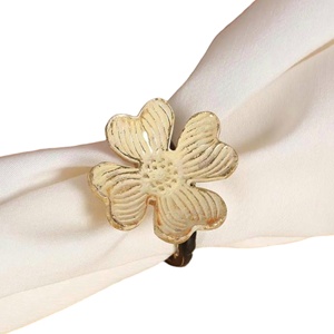 Rond de serviette décoratif en forme de fleur en métal pour décoration de table d'hôtel de fête de mariage boucle de serviette à faible coût - Product Image 6