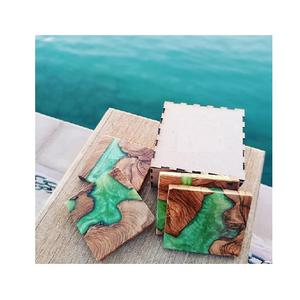 Sous-verre en résine à texture carrée en bois sous-verre à café personnalisable en résine de haute qualité pour la maison et le bureau utilise un sous-verre en pierre - Product Image 4