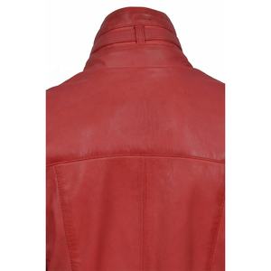 Gabardina impermeable de piel de oveja auténtica roja para mujer ATLANTIC, abrigo largo de estilo de invierno con cuello levantado, forro de poliéster - Product Image 4