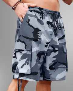 Streetwear pour hommes Camouflage Cargo Shorts Camouflage Design avec poches latérales Cordon de serrage à la taille Polyester Tissu Casual Wear Shorts - Product Image 4
