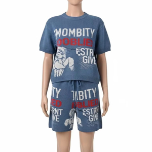 Conjunto de Dos Piezas de Shorts Tejidos con Estampado Digital, Tela de Algodón Suave, Transpirable y Elástica, para Uso Casual, Atuendo de Verano, Venta al por Mayor - Product Image 5