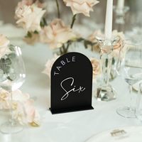 Numéros de Table de mariage en arc noir avec supports 1-15 numéro de Table en acrylique arqué pour la décoration de pièce maîtresse de Table de réception de mariage