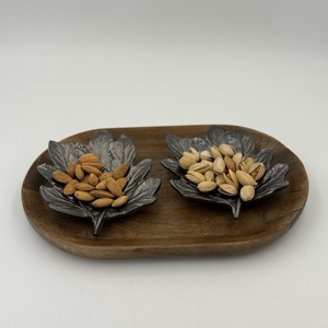 ชุดชามอะลูมิเนียมตกแต่งรูปใบไม้ 2 ใบ สำหรับใส่ผลไม้อบแห้ง ขนมขบเคี้ยว ตกแต่งโต๊ะอาหาร ผลิตและขายส่ง - Product Image 6