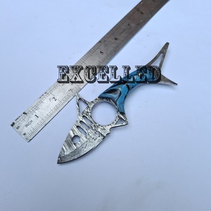 มีดทำมือคุณภาพดีที่สุด ทำจากเหล็กดามัสกัส สำหรับล่าสัตว์และตั้งแคมป์ ใบมีดดามัสกัส รูปทรงปลา มีดแล่เนื้อ พร้อมปลอกหนัง - Product Image 6