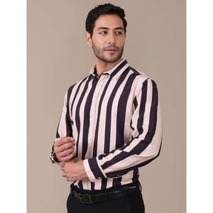 Amanush <b>Men's</b> Nylon Striped Formal Shirt Full Sleeve Turn-down Collar Smart Casual Breathable Fabric Summer Wear <b>Mens</b> Shirts - Product Image 1