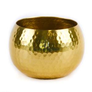 Cuenco dorado decorativo Cuenco de metal para servir alimentos Cuenco de diseño martillado Chapado en color dorado para el hogar Restaurante Hoteles al precio más bajo - Product Image 1