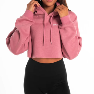 Sudadera corta de gran tamaño para mujer con logotipo personalizado, ropa informal de algodón, Sudadera corta de manga larga para mujer, transpirable al por mayor - Product Image 5