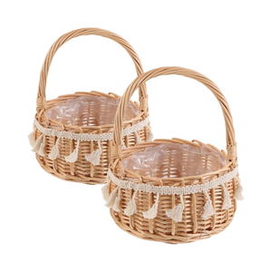 Handwoven Rattan VINTAGE COUNTRY BASKET Fashionable and Eco-friendly Easter <b>Egg</b> Gift Picnic Basket with Handle for All Outings - Product Image 1