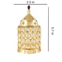 Lampe à huile en laiton et cristal Jaipurios Akhand Diya, porte-bougie chauffe-plat, design floral poli, 5,5 pouces, décoration de maison Puja, cadeau de mariage