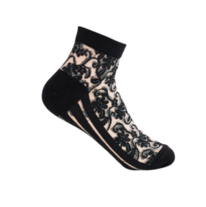 Corea foylock personalizzato ricamato Logo Oem Design puro pizzo floreale No-Show maglia scollato pizzo invisibile 3D calzini floreali da donna - Product Image 4