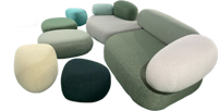 Canapé modulable en tissu en forme de L, style galets, pour salon minimaliste ou salle d'attente