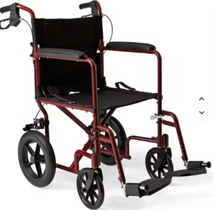 เพิ่งมาถึง รถเข็นวีลแชร์พร้อมเบรกมือและล้อขนาด 12 นิ้ว โครงสีแดง - Product Image 6