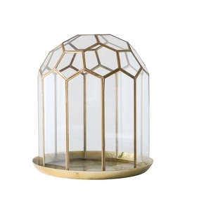 Terrario de metal y vidrio para decoración interior o exterior para Terrario de vidrio decorativo de estilo moderno de forma redonda - Product Image 5
