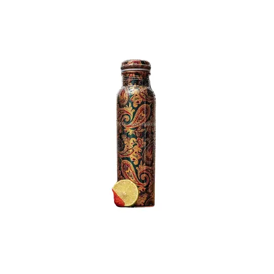 グリーンプリンティングデザイナー純銅製ウォーターボトルを購入するマルチタイプの健康上の利点のための1000 MLサイズのウォーターボトル