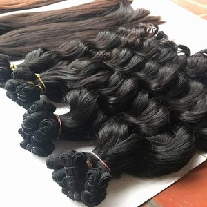 Extensions de cheveux humains vierges indiens Remy en vrac, trame simple, double tirage, noir naturel, lisses - Product Image 3