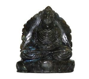 Hand-Crafted High Quality Labradorite Ganesha Carving <b>Statue</b> Natural Quartz Crystal Healing Stone Figurine for Buddhism Theme - Product Image 5