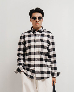 เสื้อเชิ๊ตผ้าสักหลาดแขนยาวแบบลำลองสำหรับผู้ชาย, เสื้อเชิ๊ตผ้าฝ้าย100% ระบายอากาศได้ดีปกเสื้อซิงเกิ้ลฤดูใบไม้ร่วง - Product Image 1