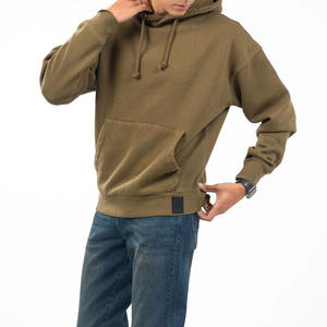 Sweat à capuche oversize uni kaki pour homme, vêtements décontractés, saison d'automne, polaire chaud, sweats à capuche et sweat-shirts en vente - Product Image 4