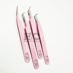 Professionnel Kitty Logo Extension de Cils Pince À Épiler En Acier Inoxydable Durable Hello Kitty Volume Conseils Pince À Cils Mink Logo - Product Image 3