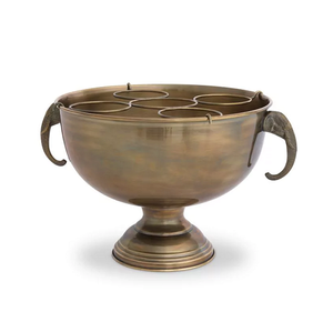 Metal <b>Stainless</b> <b>Steel</b> <b>Wine</b> <b>Cooler</b> Bowl with Sided Handle Round Shaped Metal Aluminium Black Antique Champagne Tub - Product Image 2