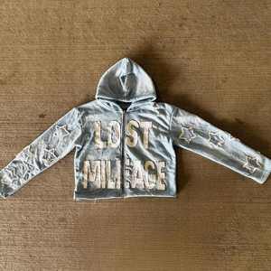 Men Fashion Hoodies <b>Hot</b> Selling Cotton Blended Zipper Crop Hoodies Made in Best Material Men Distress Embroidery Hoodies - Product Image 2