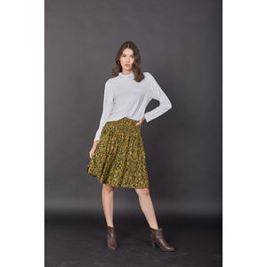 Napat Clothing Women's Mid-<b>Length</b> Ruffle <b>Skirt</b> with Elastic Waistband for Summer Ready to Ship SK0090-02 - Product Image 4