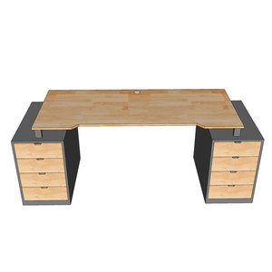 Escritorio de Juegos Estable en Forma de Z con Altura Ajustable, 160x70cm, Superficie de Carbono, Estructura de Hierro y Madera de Caucho, 2 Cajones, para Hogar, Oficina, Dormitorio - Product Image 4
