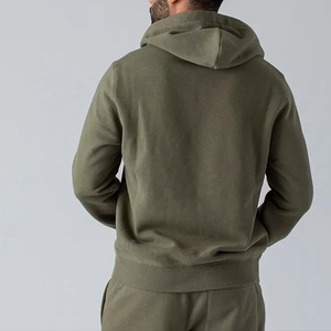 Sudaderas con capucha y pantalones de chándal de secado rápido transpirables sólidos de algodón 100% para hombre, chándales de dos piezas con logotipo bordado para invierno - Product Image 2