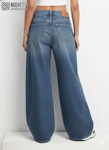 Pantalones vaqueros de pierna ancha extrema para mujer, pantalones vaqueros transpirables de talla grande, pantalones vaqueros para mujer, superventas de 2025 - Product Image 2