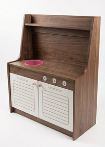 Cuisine de jeu en bois pour enfants, meuble de jeu d'imitation avec évier et rangement, rose, pour la crèche - Product Image 2