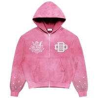 Ensemble de survêtement deux pièces à capuche OEM en coton épais imprimé, style streetwear hiver, respirant, séchage rapide, délavé à l'acide, effet vieilli
