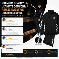 Conjunto Deportivo Personalizado Reflectante para Hombre, 320GSM, Poliéster, Sudadera con Cremallera y Pantalones Jogger, Dos Piezas, Fabricante OEM de Ropa Deportiva