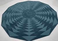 Tapis moderne abstrait en laine tuftée à la main, à poils coupés épais, bleu sarcelle, adapté aux animaux domestiques, respectueux de l'environnement, avec envers en latex, pour salon et hôtel