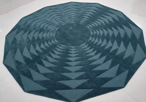 Modern Abstract Round Wool Hand Tufted Area <b>Rug</b> Blue <b>Teal</b> Pet-Friendly Eco-Friendly Carpet for Living Room Hotel & Home Decor - Product Image 4