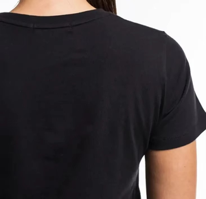 Camiseta de Manga Corta con Cuello Redondo para Mujer, Color Negro, Corte Ajustado, Estilo Casual, 100% Algodón Jersey, Transpirable, para Todas las Temporadas - Product Image 4