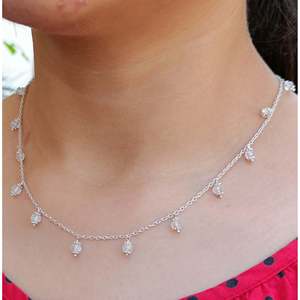 <b>Silver</b> Handmade Minimalist <b>Necklace</b> Rainbow Moonstone Beads Classic Gemstone Jewelry for Her for Birthday Anniversary Engagement - Product Image 6