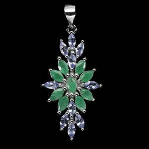 AAA+ Quality 925 Sterling Silver <b>Pendant</b> Marquise <b>Emerald</b> Tanzanite Natural Gemstone Jewelry Cus-Jew105 - Product Image 1