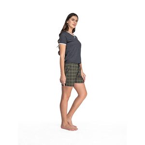 Ensemble de vêtements de nuit élégants pour femmes Evolve : T-shirt et short à taille élastique en coton à carreaux, taille XXS, en tissu tricoté pour filles - Product Image 2